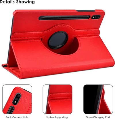 Arara Hoes Geschikt voor Samsung Galaxy Tab S8 & S7 Hoesje Rood 2022 / 360° Graden Draaibaar