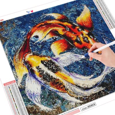 Peinture diamant animaux, perceuse carrée complète, peinture perlée, mosaïque de poisson, dessin animé 30x30CM multi