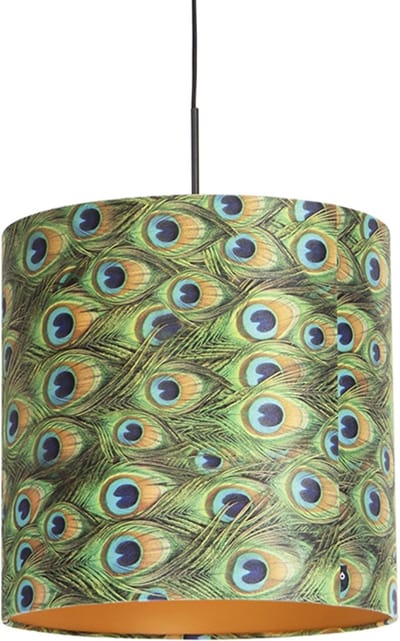 QAZQA combi - Klassieke Hanglamp met kap - 1 lichts - Ø 400 mm - Multicolor - Woonkamer | Slaapkamer | Keuken