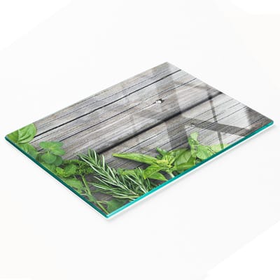 Gehard multifunctioneel decoratief bord van glas voor hout en kruiden, 80x52 cm