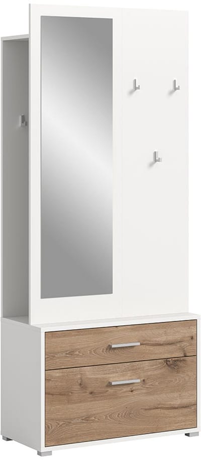 Polo garderobe opstelling 80x190cm wit, eik decor.