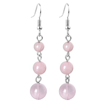 Fako Bijoux® - Oorbellen - Natuursteen - 6-8-10mm - Rozenkwarts