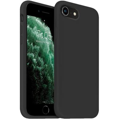 Coverzs Luxe Liquid Silicone case geschikt voor Apple iPhone SE 2022 hoesje - Zwart - Geschikt voor iPhone SE2022 case - Zwarte case - Beschermhoesje - Backcover hoesje - Zwart