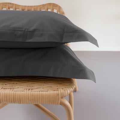 Dreamers Den - Egyptisch perkal Katoen - Kussenslopen set - Donker Grijs - 2x 60x70cm - Oxford rand