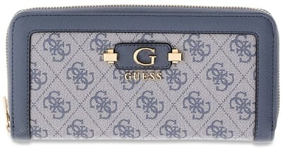 GUESS portemonnee Lindsey SLG Zip Around Wallet Slate Logo blauwgrijs