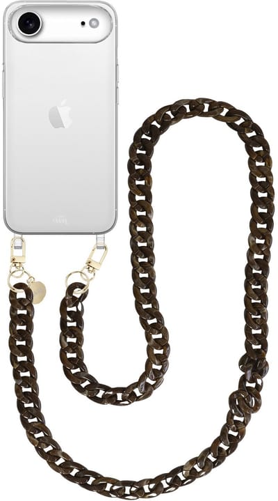 xoxo Wildhearts siliconen hoesje - Geschikt voor iPhone 17 Air - Brown Chocolate - Lang Koord - Telefoonhoesje - Hoesje met koord - telefoonkoord - Transparant hoesje - Lang bruin koord