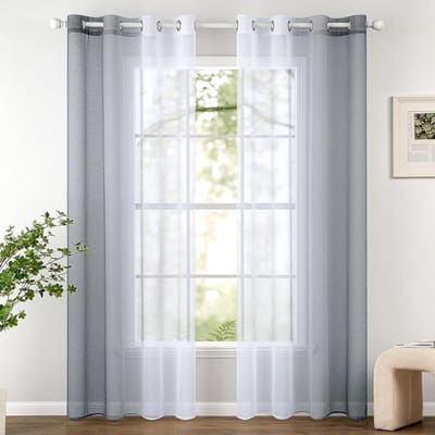 Transparante Gordijnen - Vitrage Panelen - Woonkamer Decoratie - Ombré Kleurverloop - 140x260cm 2 Stuks - Grijs