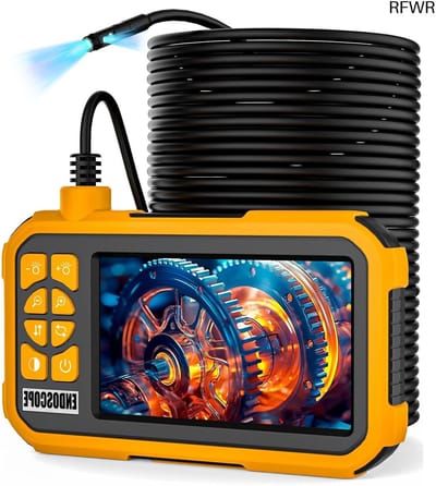 RFWR® Endoscoopcamera met licht en dual lens voor inspectie, IP67 waterdicht, 20 m kabel, 4,5 inch IPS scherm