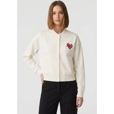 Karl Lagerfeld Hearts Sweat Bomber Cannoli Cream Taglia: S | Bomber Outlet | Donna | Bianco