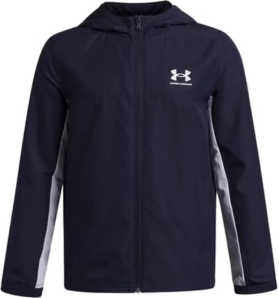 Under Armour UA B Rival Wvn Jacket-BLU Jongens Sportshirt - Midnight Navy - Wit
