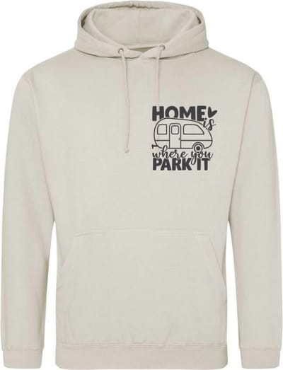 Camping hoodie - Hoodie Beige - Home is where you park it - Dames - Maat S