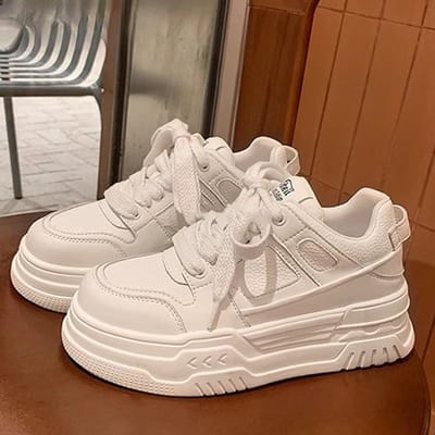 Leren Kleine Witte Schoenen Damesschoenen Vroege Lente Nieuw Dikke Zool Verhogend Board Schoenen Casual Schoenen Dames Sportschoenen 40