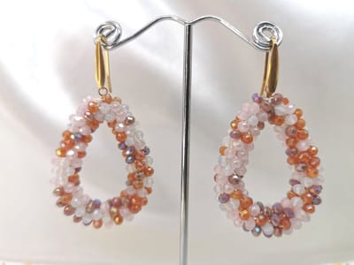 Oorhangers - druppel - facet geslepen glaskralen - goudkleurig - RVS haak – 6 x 3.2 cm - Multi shiny