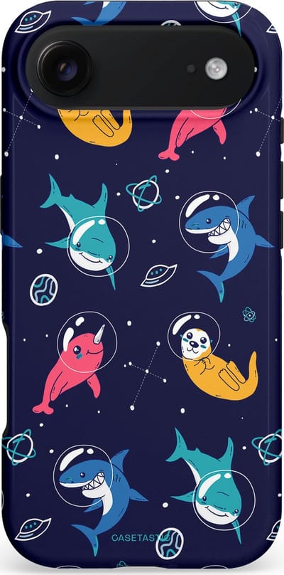 Casetastic hoesje geschikt voor Apple iPhone Air - MagSafe - Dubbellaagse bescherming - Ruimte Oceaan Blauw - Fashion Case - Donkerblauw