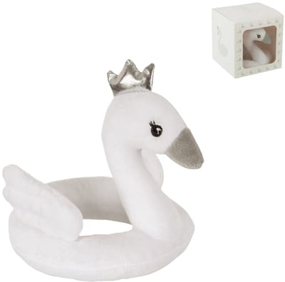 knuffelrammelaar - Rammelaar - voor baby's en peuters - wit/grijs - 14 x 14 x 13 cm