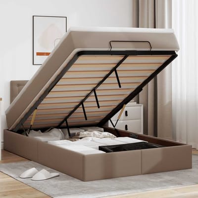 vidaXL - Ottoman - bed - met - matras - 120x190 - cm - kunstleer - cappuccinokleurig