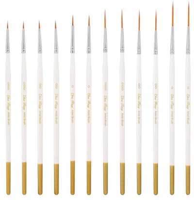 12-delige Fijne Liner Pens Borstels voor Detailverf - Dunne Schilderborstels voor Waterverf, Acryl en Nagelkunst