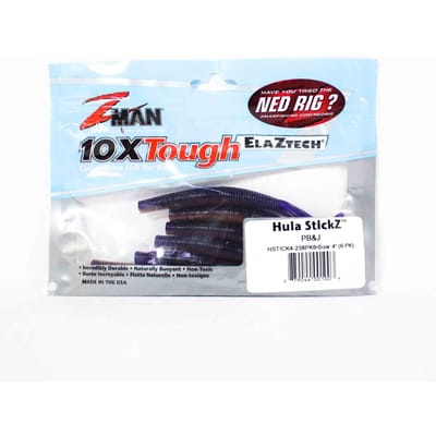 Zman Zacht kunstaas Hula Stickz 4 Inch 6/Pack PB & J (1003) white