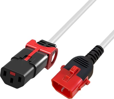 ACT Netsnoer C13 IEC Lock+ - C14 IEC Lock Dual Locking wit 1 m, PC3607 AK5507