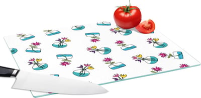 Glazen Snijplank - 39x28 - Bloemen - Patronen - Lente - Snijplanken Glas