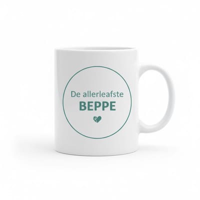 Lieve Oma Tekst Koffiemok “De Allerliefste Beppe” – Liefdevolle Familie Cadeaumok – Keramische Koffiebeker 330 ml