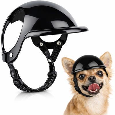 Ultiluxe® Honden helm - Zwart - Maat S - Voor kleine honden - Hoofdomtrek 35 cm - Hoofdbescherming hond - Schattige hondenhelm - Verstelbare band - Bescherming huisdieren - Cabrio, scooter, brommer, fiets, wandelen