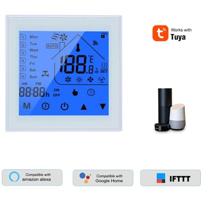 Thermostat intelligent WiFi, contrôleur de température, affichage LCD, semaine Programmable pour le chauffage de l'eau, Tuya blanc