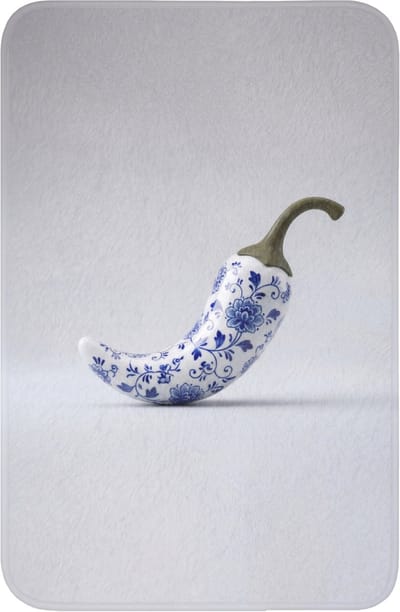 WC mat 40x60 cm - Antislip - Chilipeper - Keramiek - Blauw - Toiletmat - Vloermat - Douchemat - Toilet tapijt - Toiletmatten