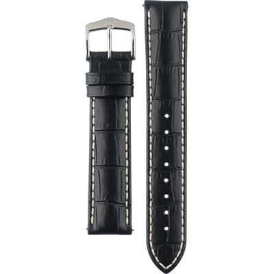 Hirsch Horlogeband -  Modena Zwart - Leer - 19 mm