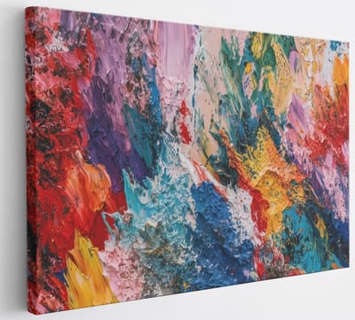 Saammp Canvas Schilderij - Explosie van kleuren - Abstract - 30x20 - Foto op canvas - Wanddecoratie - Muurdecoratie Woonkamer - Slaapkamer decoratie - Canvas Print