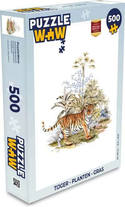 Puzzel Tijger - Planten - Gras - Legpuzzel - Puzzel 500 stukjes