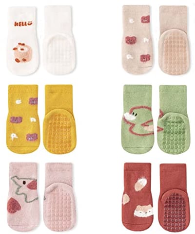 6 paar baby winter sokken met anti-slip grip - Dikke thermische sokken