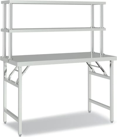 vidaXL - Keukenwerktafel - met - bovenschap - 120x60x145 - cm - roestvrij - staal