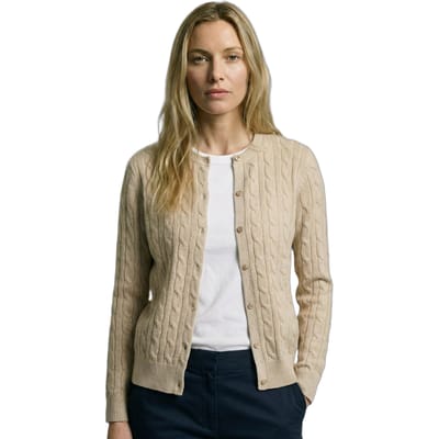 McGregor Cable Button Cardigan Sand Size: S | Knitted Sweaters Outlet | Dames | Beige