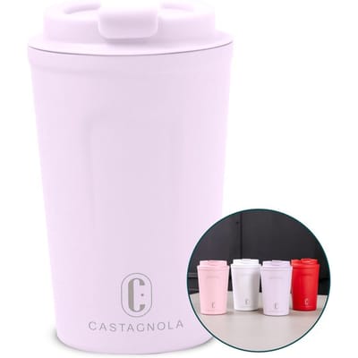 Castagnola Thermosbeker - Koffiebeker To Go - Travel Mug voor Koffie en Thee - Theebeker - 380 ML - RVS - Paars