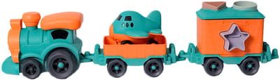 Speelgoedtopdeals – BIOplastic Vormenstoof Trein – Locomotief met 2 wagons en losse vliegtuig