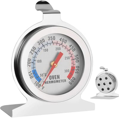 Oventhermometer voor Koken en Bakken - Analoge Thermometer met Grote Wijzerplaat - Roestvrij Staal - Temperatuurweergave tot 300°C