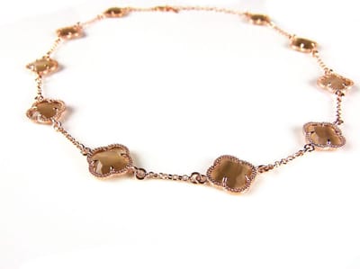 model 10 Fiori collier in zilver roze verguld 10 bruine klavers