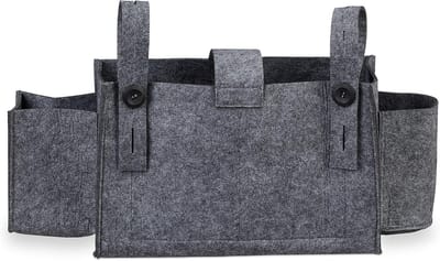 Famanu – Bed organizer hoogslaper - 8 vakken - ledikant & babybox - vilten bedside pocket - HBD: 23x43x11 cm - donkergrijs
