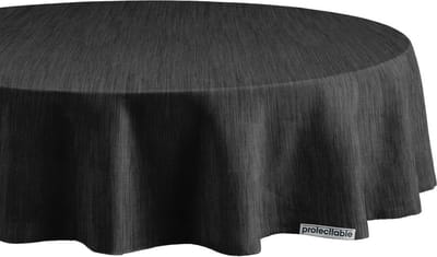 Protecttable - Rond Tafelzeil Linnenlook Antraciet Ø138cm - Tafelkleed Afwasbaar - Kunststof