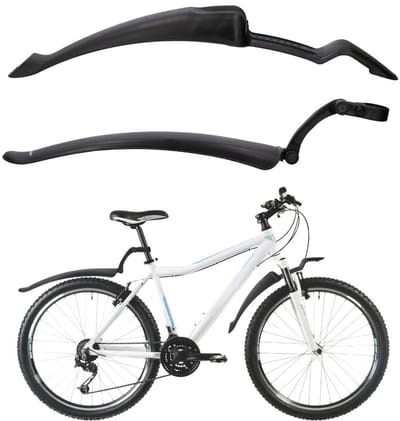 "Dunlop Spatbordenset 2 Stuks - Spatborden Fiets 24/ 26"" - Verstelbaar Achterspatbord en Voorspatbord - Geschikt voor Mountainbike, Stadsfietsen en Elektrische Fietsen- met Bevestigingsmateriaal - Zwar"