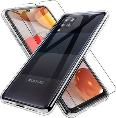HB Hoesje Geschikt voor Samsung Galaxy A42 5G - Transparant - Siliconen Back Cover + Tempered Glazen Screenprotector