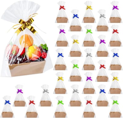 Lege Geschenkmanden Set - Cadeaumanden Verpakking - Feestelijke Cadeaus Maken - Inclusief Zakken Strikken - 30 Stuks 20x16x7cm - Veelkleurige Strikken