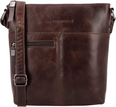 Hide & Stitches Porto Crossbody Schoudertas - Ritsvakken - Top Kwaliteit - Leren Dames Tas - Donkerbruin