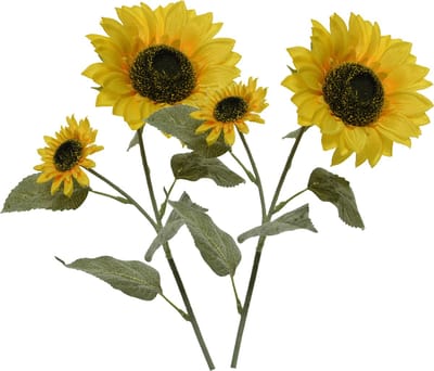Bellatio Design Kunstbloem Zonnebloem tak - 2x - 72 cm - geel - kunst zijdebloem - decoratie bloemen