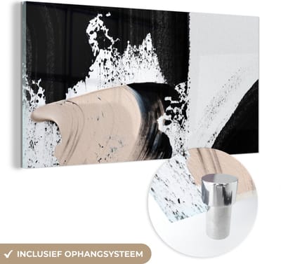 MuchoWow® Glasschilderij 40x20 cm - Schilderij acrylglas - Verf - Abstract - Design - Foto op glas - Schilderijen