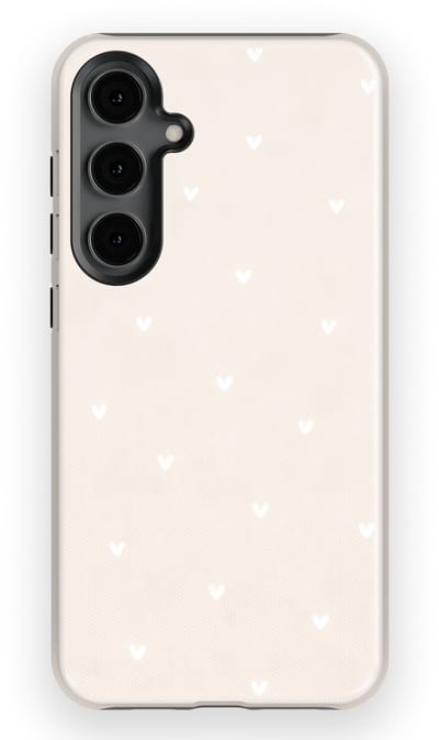 Tough Hoesje met Hartjes Samsung Galaxy S24 Plus | Little Love Tough Case Geschikt voor Mag | Hartjes Print Backcover Samsung Galaxy S24 Plus Ivory Hearts