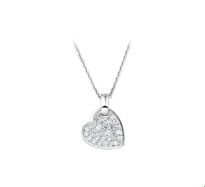 The Jewelry Collection Ketting Hart Zirkonia 1,3 mm 41 + 4 cm - Zilver