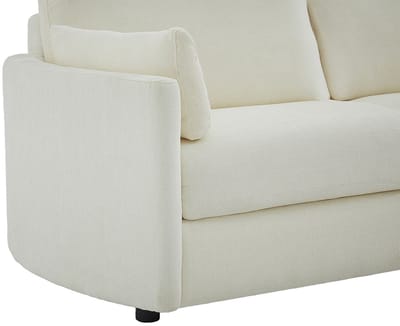 Vente-unique Driezitsslaapbank express - Slaapoppervlak 140 cm - Matras 12 cm traagschuim in getextureerde beige stof BAGOMI