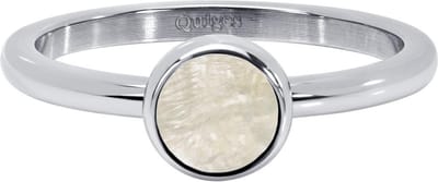 Quiges Stapelring Dames - Vulring - RVS Zilverkleurig met Schelp Creme - Maat 20 - Hoogte 2mm